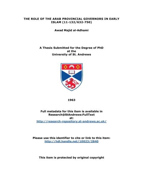 Awad Majid Al Adhami Phd Thesis University Of St Andrews