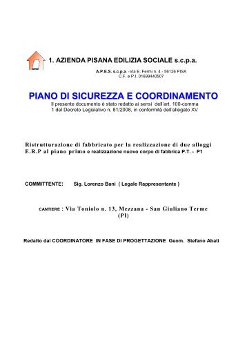 Piano SIcurezza 2 - APES Pisa