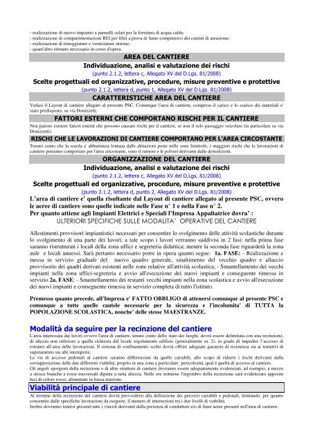 PIANO DI SICUREZZA E DI COORDINAMENTO PS1