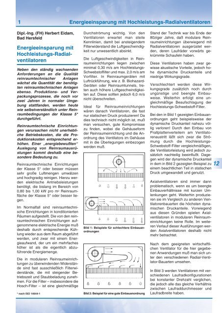 1 Energieeinsparung mit Hochleistungs-Radialventilatoren ...