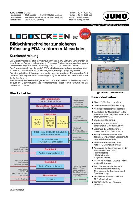 Bildschirmschreiber JUMO LOGOSCREEN es FDA-konforme ...