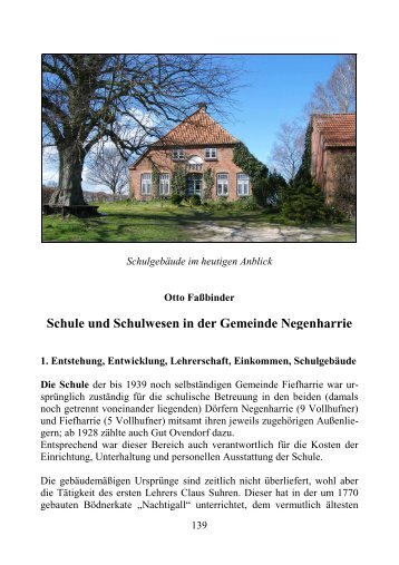 Schule und Schulwesen in der Gemeinde Negenharrie