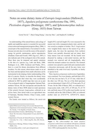 Notes on some dietary items of Eutropis longicaudata - Herpetology ...