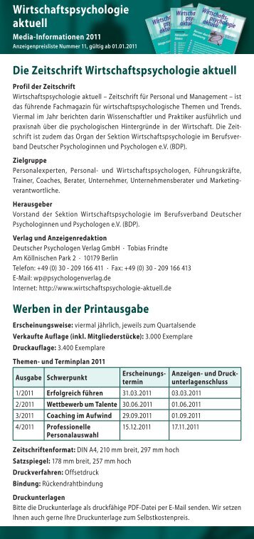 Wirtschaftspsychologie aktuell Die Zeitschrift Wirtschaftspsychologie ...