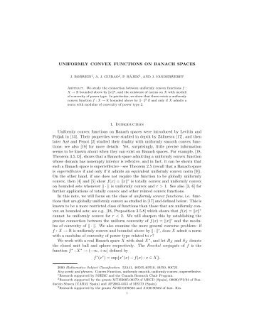Uniformly Convex Functions - Faculty of Computer Science ...