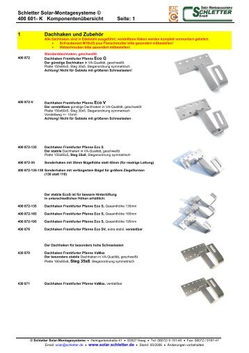 Schletter Solar-Montagesysteme © 400 601- K ...