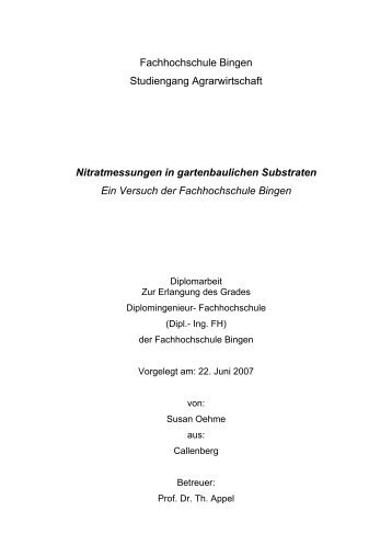 Fachhochschule Bingen Studiengang Agrarwirtschaft ...