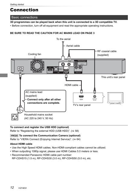 Operating Instructions HDD Recorder DMR-HW120 - CCL Computers