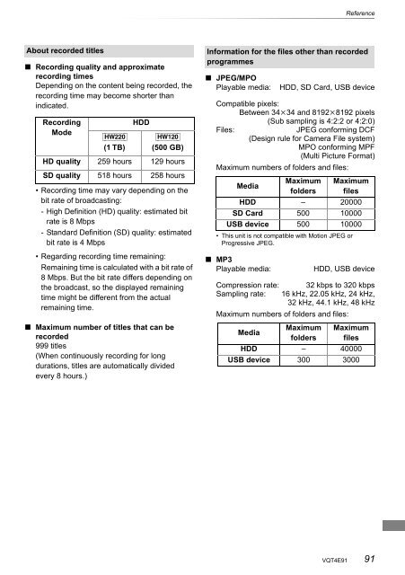 Operating Instructions HDD Recorder DMR-HW120 - CCL Computers