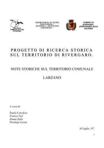 Scarica l'Allegato: “ Cenni storici su Larzano ” - Centro di Lettura di ...