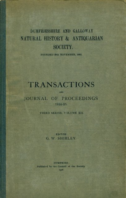 Vol 12 Antiquarian - Galloway & Natural and Dumfriesshire History