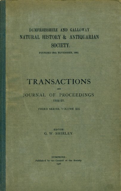 Vol 12 - Dumfriesshire & History Galloway Natural Antiquarian and