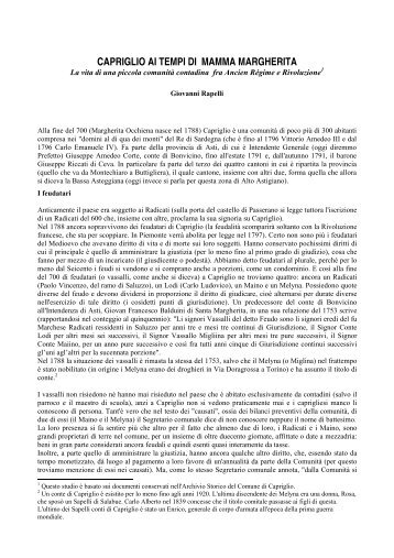 CAPRIGLIO AI TEMPI DI MAMMA MARGHERITA - Comuni in Rete