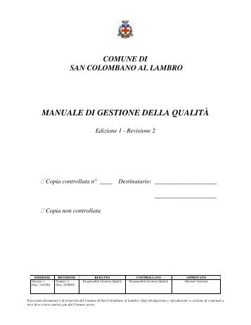 Manuale della qualità - Comune di San Colombano al Lambro