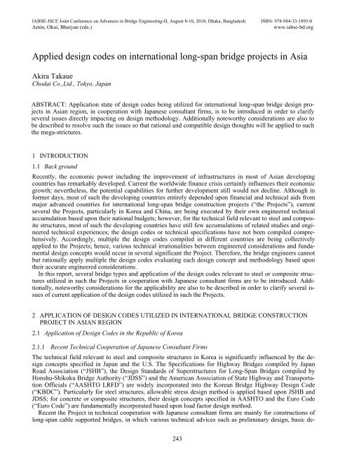 Applied design codes on international long-span ... - Iabse-bd.org