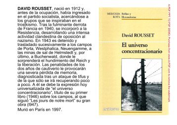 DAVID ROUSSET, nació en 1912 y, antes de la ocupación, había ...