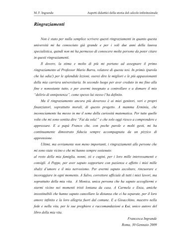 Scarica la tesi su storia dell'analisi e didattica - Matematicamente.it