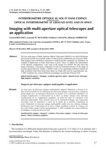 Imaging with multi-aperture optical telescopes ... - Laurent Mugnier