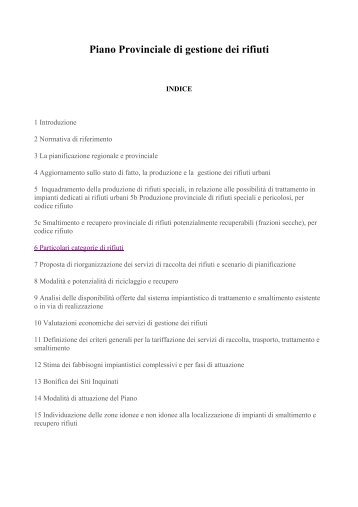 Piano Provinciale di gestione dei rifiuti - Montagna Pulita