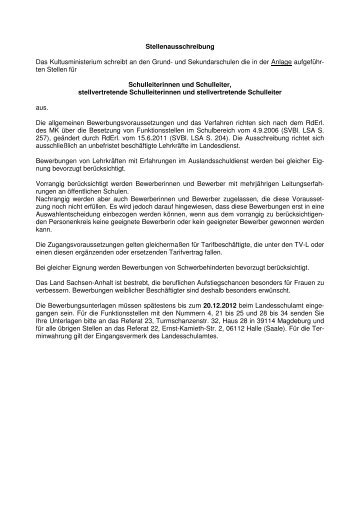 Ausschreibung - Kultusministerium Sachsen-Anhalt