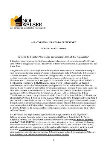 Noi Walser, per un turismo sostenibile e responsabile - Salviamo il ...