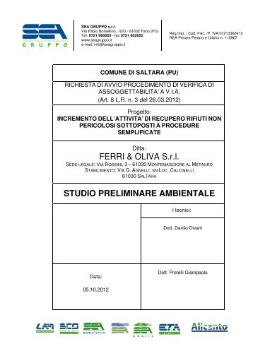 STUDIO PRELIMINARE AMBIENTALE Calcinelli - Provincia di ...