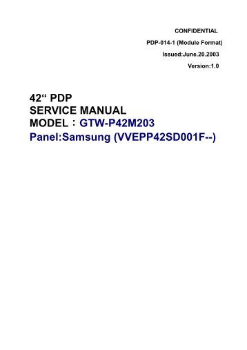 42“ PDP SERVICE MANUAL MODEL：GTW-P42M203 ... - Gateway