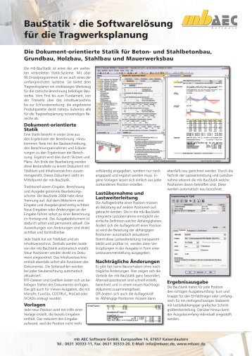 BauStatik - die Softwarelösung für die ... - bei Trag Werk