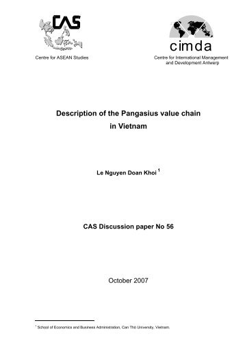 Description of the Pangasius value chain in Vietnam