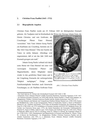 2. Christian Franz Paullini (1643 - 1712) 2.1 Biographische ...