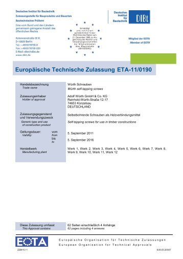 ETA 11/0190 - Wuerth AG