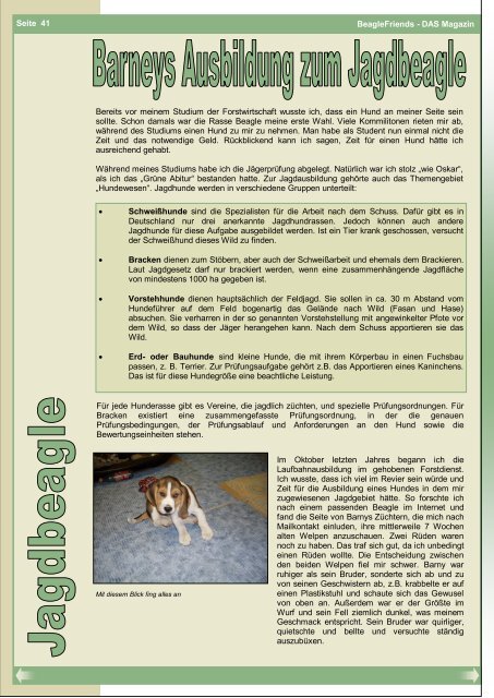 Ausgabe 6 / Dezember 2010 BeagleFriends - DAS Magazin