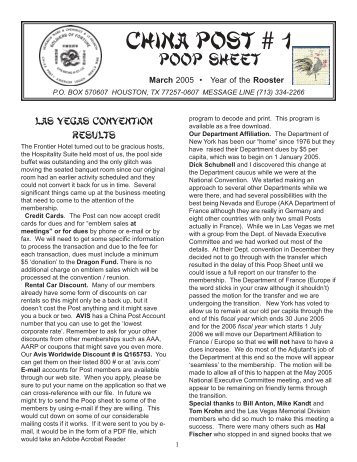 December 03 Poop Sheet - American Legion, China Post No. 1
