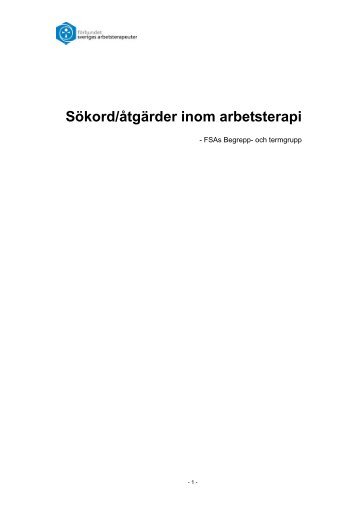 Sökord/åtgärder inom arbetsterapi - Förbundet Sveriges ...