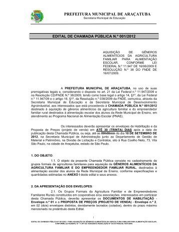 prefeitura municipal de araçatuba - Ministério do Desenvolvimento ...