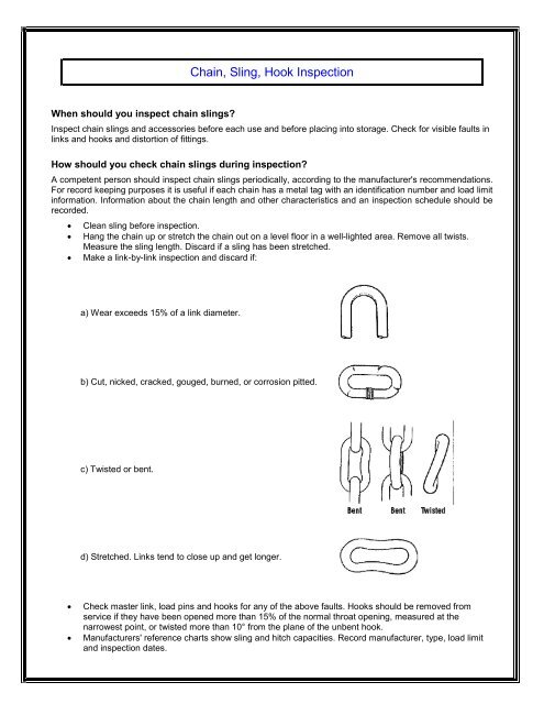 Chain, Sling, Hook Inspection