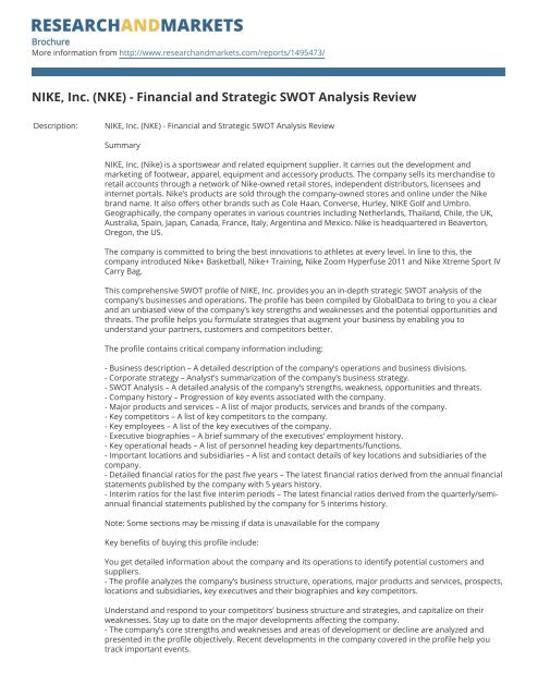 NIKE, Inc. - Strategic SWOT Analysis Review