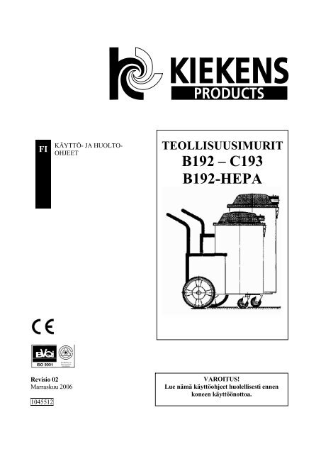 Käyttöohje Teollisuusimuri Kiekens B192,C193, B192-HEPA.pdf