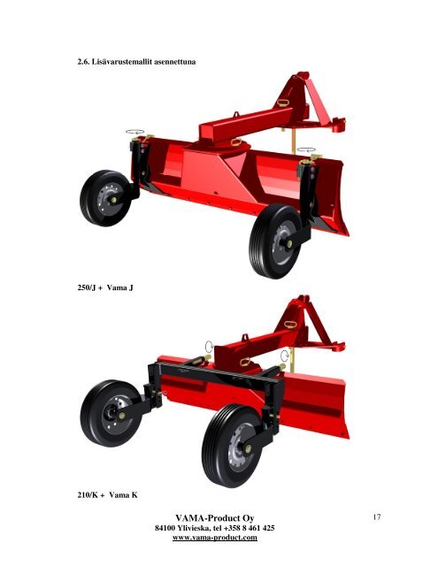 VAMA TAKALANOJEN LISÄVARUSTEET - VAMA Product Oy