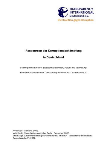 Ressourcen der Korruptionsbekämpfung in Deutschland