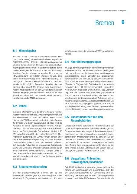 Institutionelle Ressourcen der Bundesländer im Vergleich