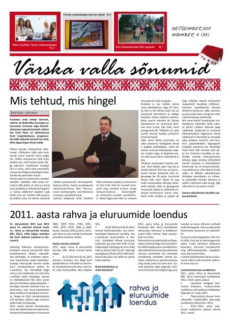 Number 6 (33) detsember (PDF) - Värska - Värska vald