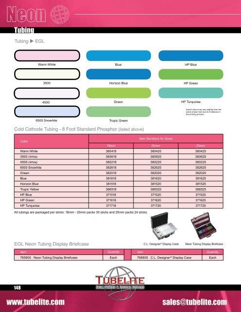 Voltarc Neon Chart