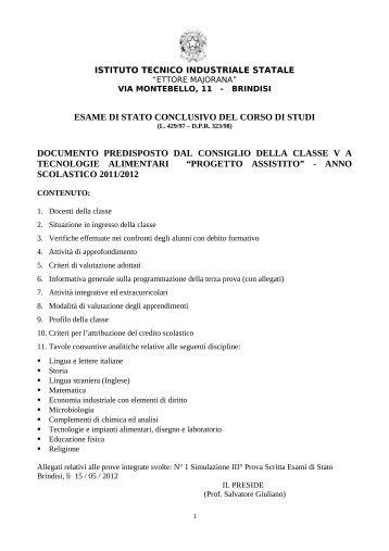 documento del 15 maggio della classe vats - Ettore Majorana