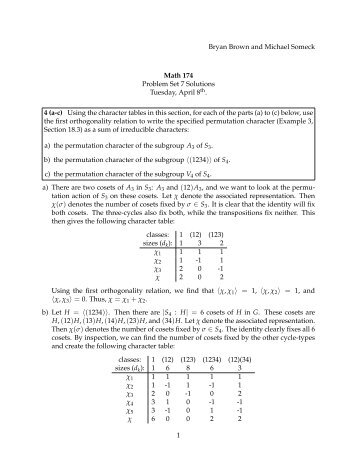 Bryan Brown and Michael Someck Math 174 Problem Set 7 ...