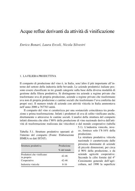 Acque reflue derivanti da attività di vinificazione