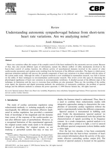 Understanding autonomic sympathovagal balance from short ... - IFM
