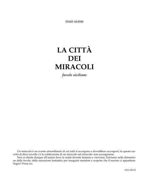 LA CITTÀ DEI MIRACOLI favole siciliane - Medianetlab.com