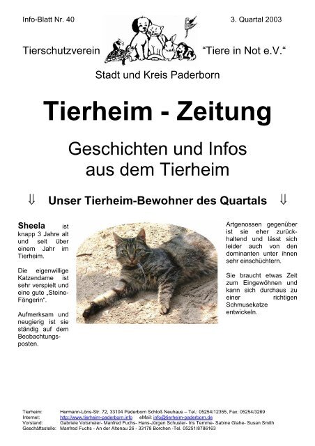 Tierheim Zeitung Tierheim Paderborn