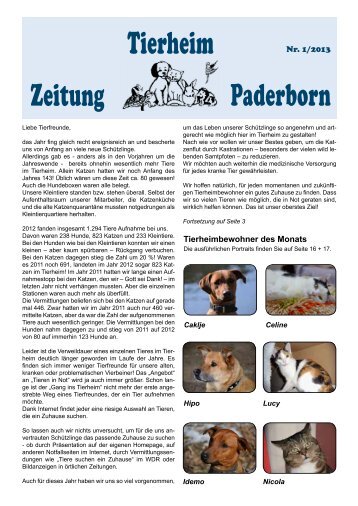 Tierheimzeitung 1_2013 - Tierheim Paderborn